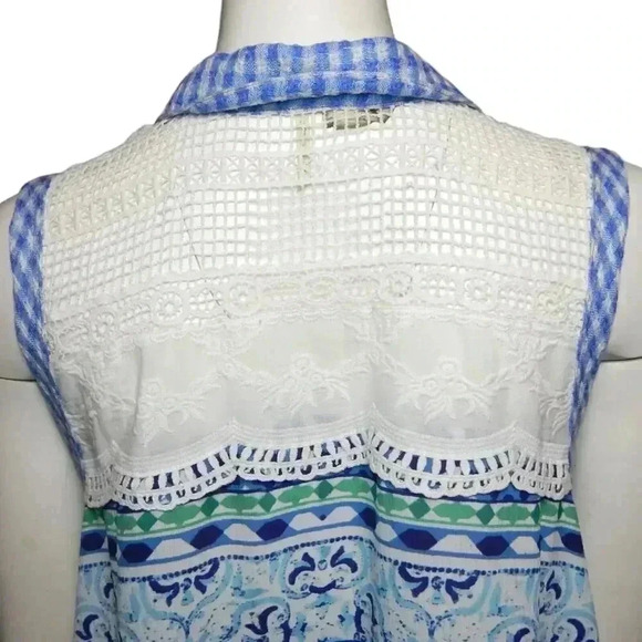 Aratta Silent Journey Size Small Midi Hi Low Dress Gingham Plaid Floral - Picture 5 of 8